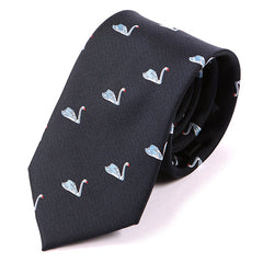 Navy Blue Swan Patterned Tie 7.5cm - Tie Doctor