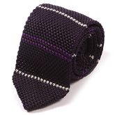 Purple Duo Striped Silk Knitted Tie 7cm - Tie Doctor