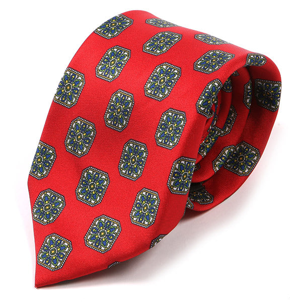 Red Ring Oga Motif IMS Tie 7.5cm - Tie Doctor