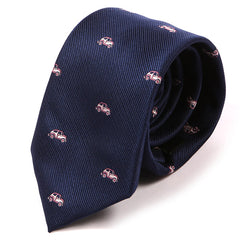 Blue Retro Car Pattern 7cm Ply Tie - Tie Doctor