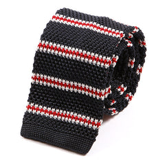 Black And Red Striped IV Silk Knitted Tie - Tie Doctor