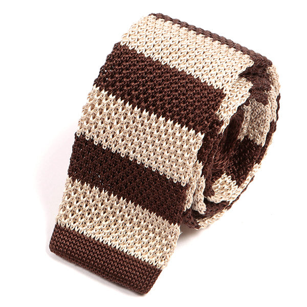 Brown Slim Silk Knitted Tie - Tie Doctor
