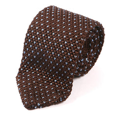 Brown Silk Pointed Knitted Tie with Heart Detail 7cm - Tie Doctor