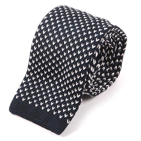 Blue Silk Knitted Tie with Heart Detail 6cm - Tie Doctor