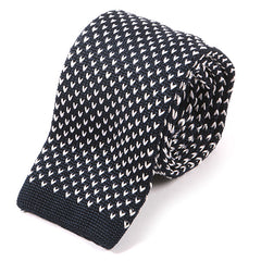 Blue Silk Knitted Tie with Heart Detail 6cm - Tie Doctor