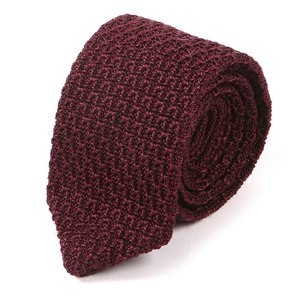 Dark Wine Iza Pointed Silk Knitted Tie - Tie Doctor