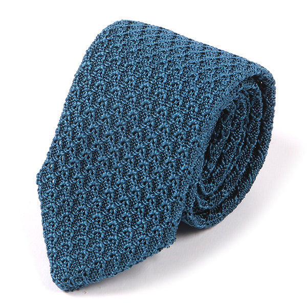 Yale Blue Iza Pointed Silk Knitted Tie - Tie Doctor