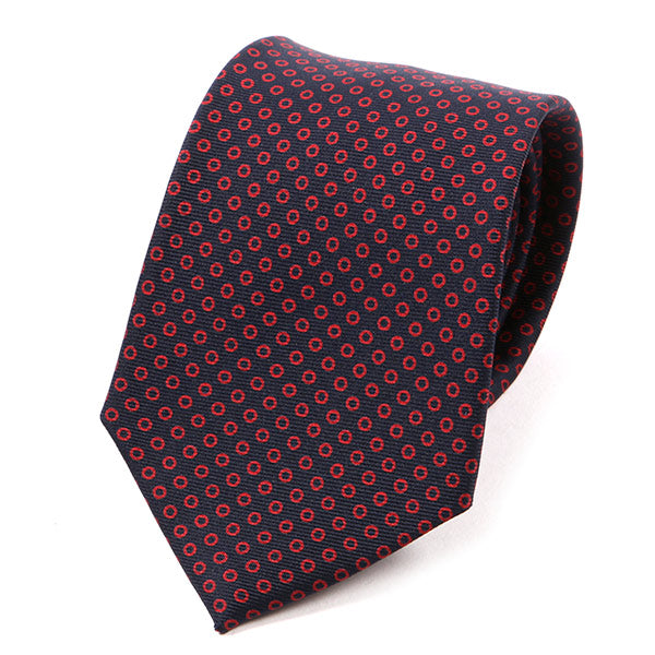 Red Circle Patterned Macclesfield Silk Tie - Tie Doctor