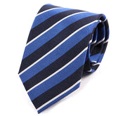 Blue And Navy Regimental Striped Silk Tie - Tie Doctor