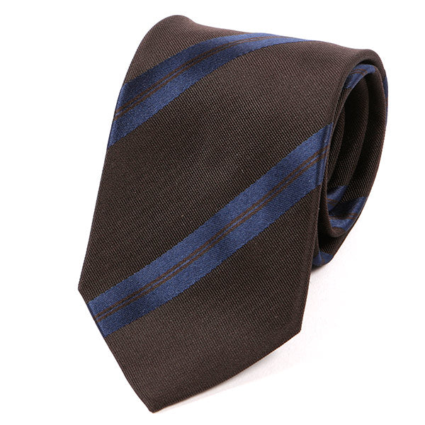 Brown And Navy Striped Silk Tie - Tie Doctor  