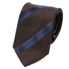 Brown And Navy Striped Silk Tie - Tie Doctor