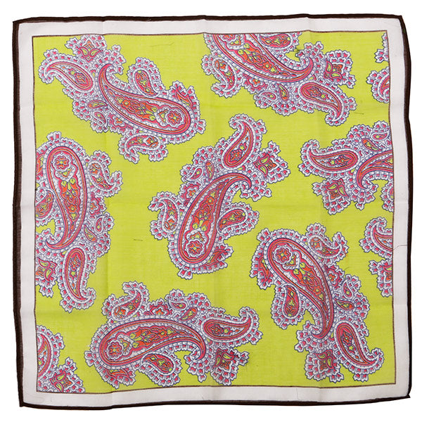 Yellow And Red Large Detailed Paisley Pocket Square - Tie Doctor  