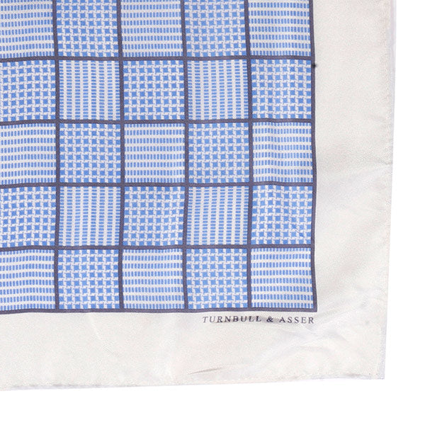Light Blue And White Squares Large Silk Pocket Square - UK Printed - Tie Doctor  