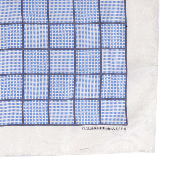 Light Blue And White Squares Large Silk Pocket Square - UK Printed - Tie Doctor