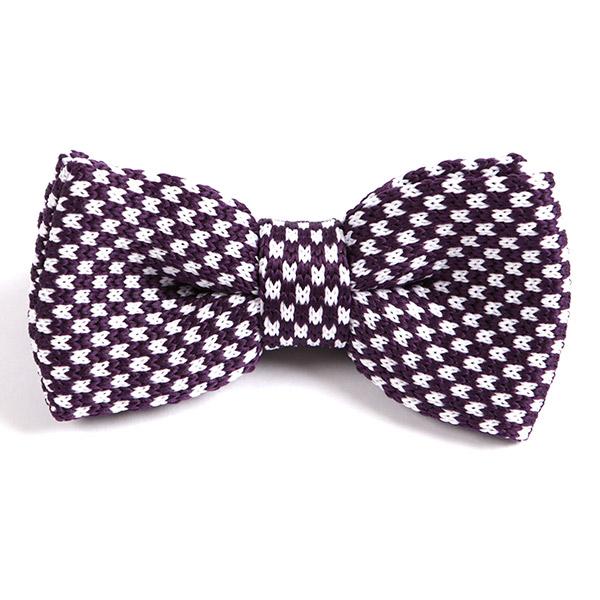 PURPLE & WHITE KNITTED BOW TIE - Tie Doctor