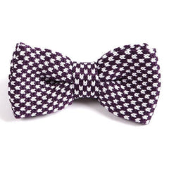 PURPLE & WHITE KNITTED BOW TIE - Tie Doctor
