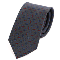 Grey & Red Macclesfield Silk Tie - Tie Doctor