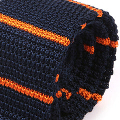 Blue & Orange Stripe Silk Knitted Tie 6cm - Tie Doctor  