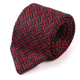 Red & Navy Pointed Silk Knit Tie - Tie Doctor