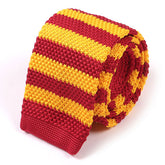 Red & Yellow Striped Knitted Tie - Tie Doctor