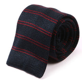 Silk Striped Navy Blue & Red Knitted Tie 6cm - Tie Doctor