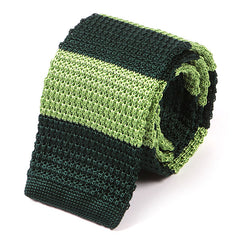 Light Green Duo Striped Silk Knitted Tie - Tie Doctor