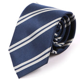Blue & Grey Duo 7cm Ply Striped Tie - Tie Doctor