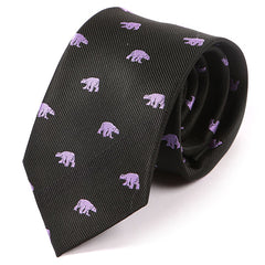 Black Tie with Purple Bear Pattern 7.5cm - Tie Doctor  