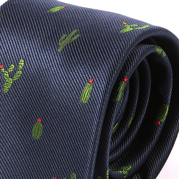 Blue & Green Cactus Pattern Striped Cac-Tie - Tie Doctor  