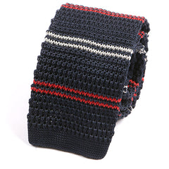 Navy Red Kent Silk Knitted Tie - Tie Doctor