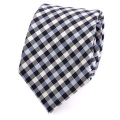 Navy Blue Check Silk Tie - Tie Doctor