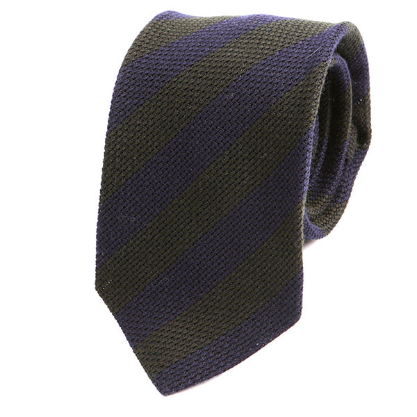 Green & Navy Striped Wool Tie - Tie Doctor  