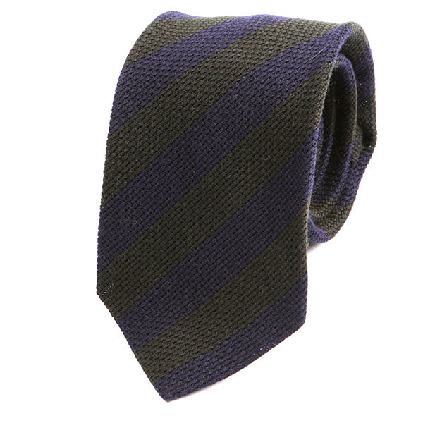 Green & Navy Striped Wool Tie - Tie Doctor