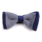 Navy Striped Tip Knitted Bow Tie - Tie Doctor
