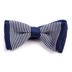 Navy Striped Tip Knitted Bow Tie - Tie Doctor
