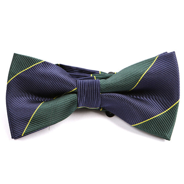 Navy & Green Striped Bow Tie - Tie Doctor  