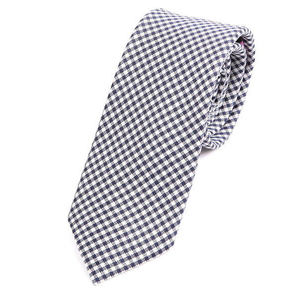 Navy Check Silk Slim Tie - Tie Doctor
