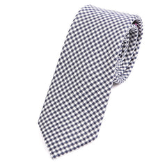 Navy Check Silk Slim Tie - Tie Doctor
