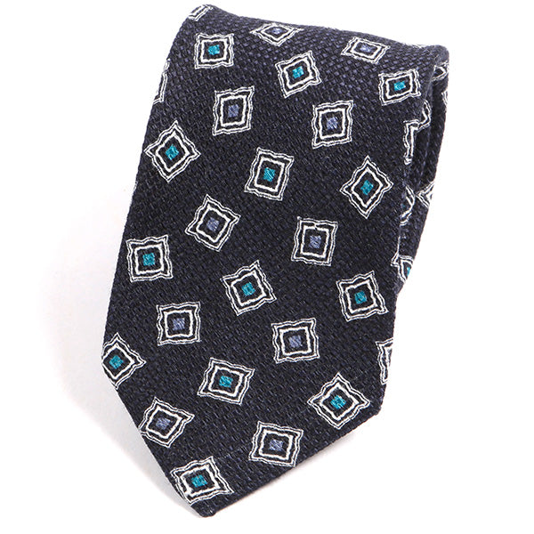 Navy Blue Cubed Wool Tie - Tie Doctor