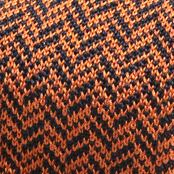 Burnt Orange and Navy Pointed Silk Knitted Tie - Tie Doctor  