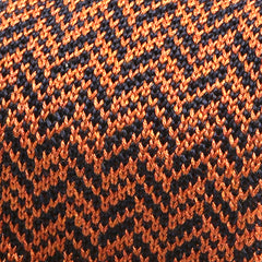 Burnt Orange and Navy Pointed Silk Knitted Tie - Tie Doctor  