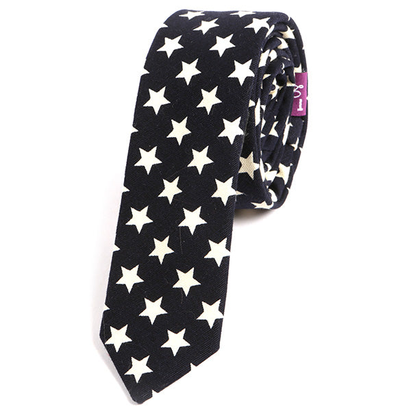Navy Bold Star Slim Tie - Tie Doctor