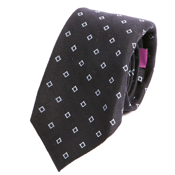 Navy Cube Pattern Wool Tie - Tie Doctor