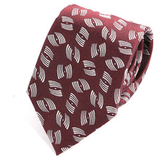 Burgundy Red Waves Print Silk Tie - Tie Doctor
