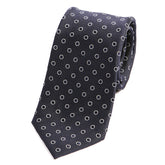 Navy Blue Circle Print Silk Tie - Tie Doctor
