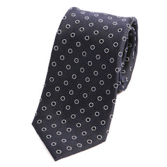 Navy Blue Circle Print Silk Tie - Tie Doctor