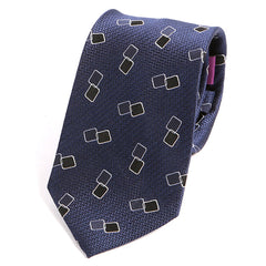 Navy Rectangle Motif Silk Tie - Tie Doctor  