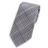 Black and Blue Lined Check Silk Tie - Tie Doctor