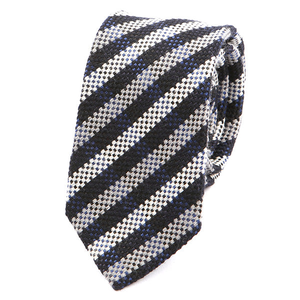 Navy & Grey Wool Slim Tie - Tie Doctor