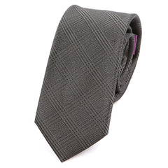 Dark Grey Check Silk Slim Tie - Tie Doctor